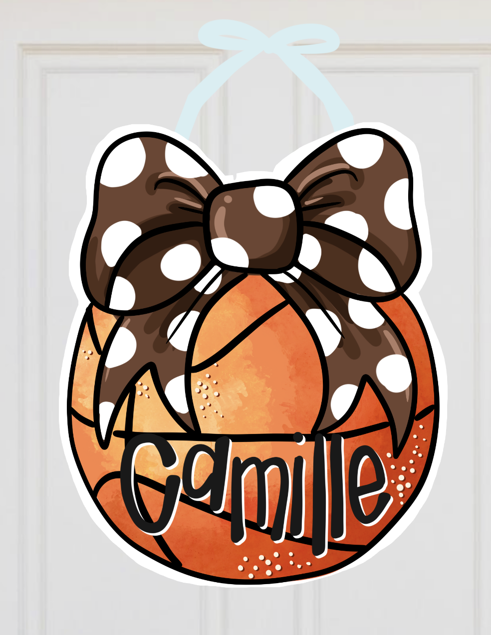 Girl's Basketball with Bow Door Hanger