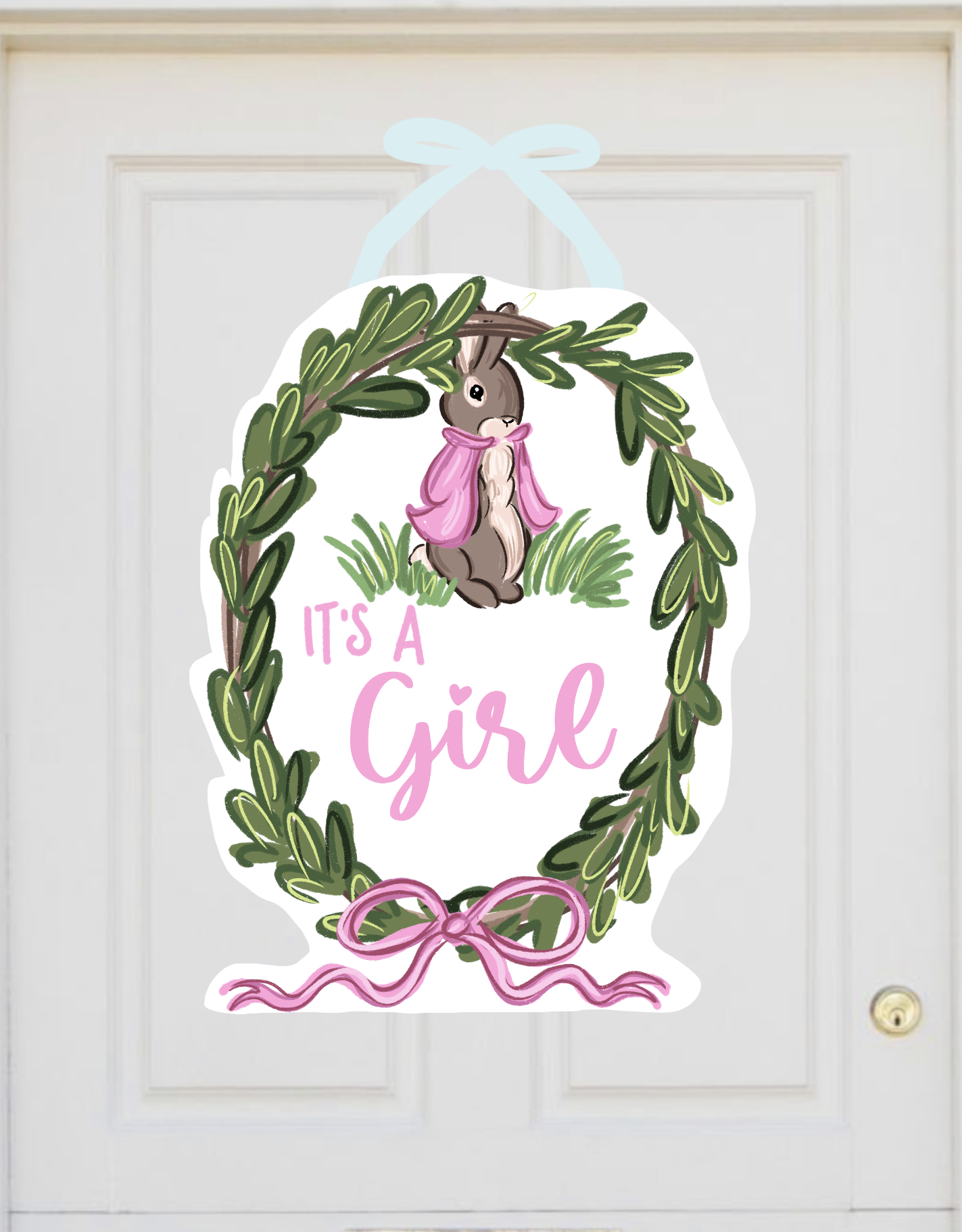 Welcome Baby Peter Cottontail Door Hanger