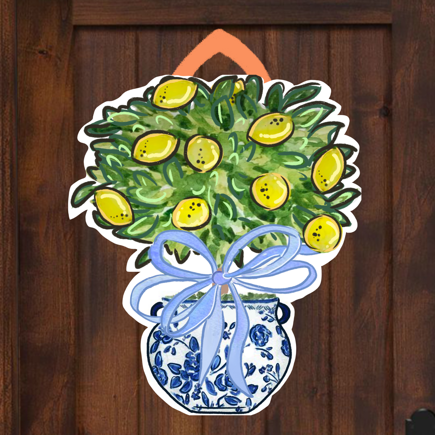 Lemon Tree Chinoiserie Door Hanger