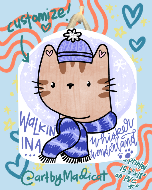 Whisker Wonderland Cat Winter Door Hanger (Can customize to YOUR cat!)