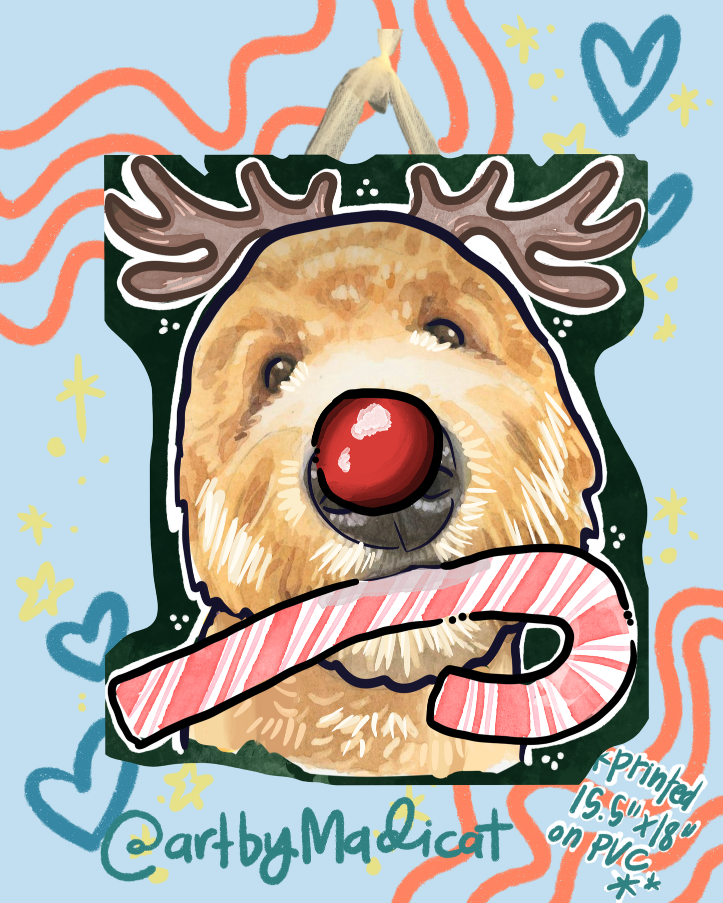 Goldendoodle Christmas Reindeer Candy Can Door Hanger