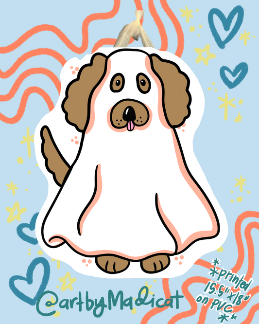 Ghost Goldendoodle Halloween  Door Hanger