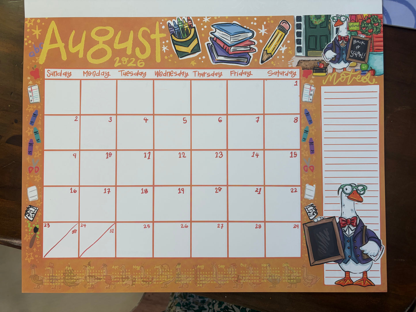 LAST RESTOCK! Goose on the Loose: Porch Goose Calendar - June 2026-July 2027