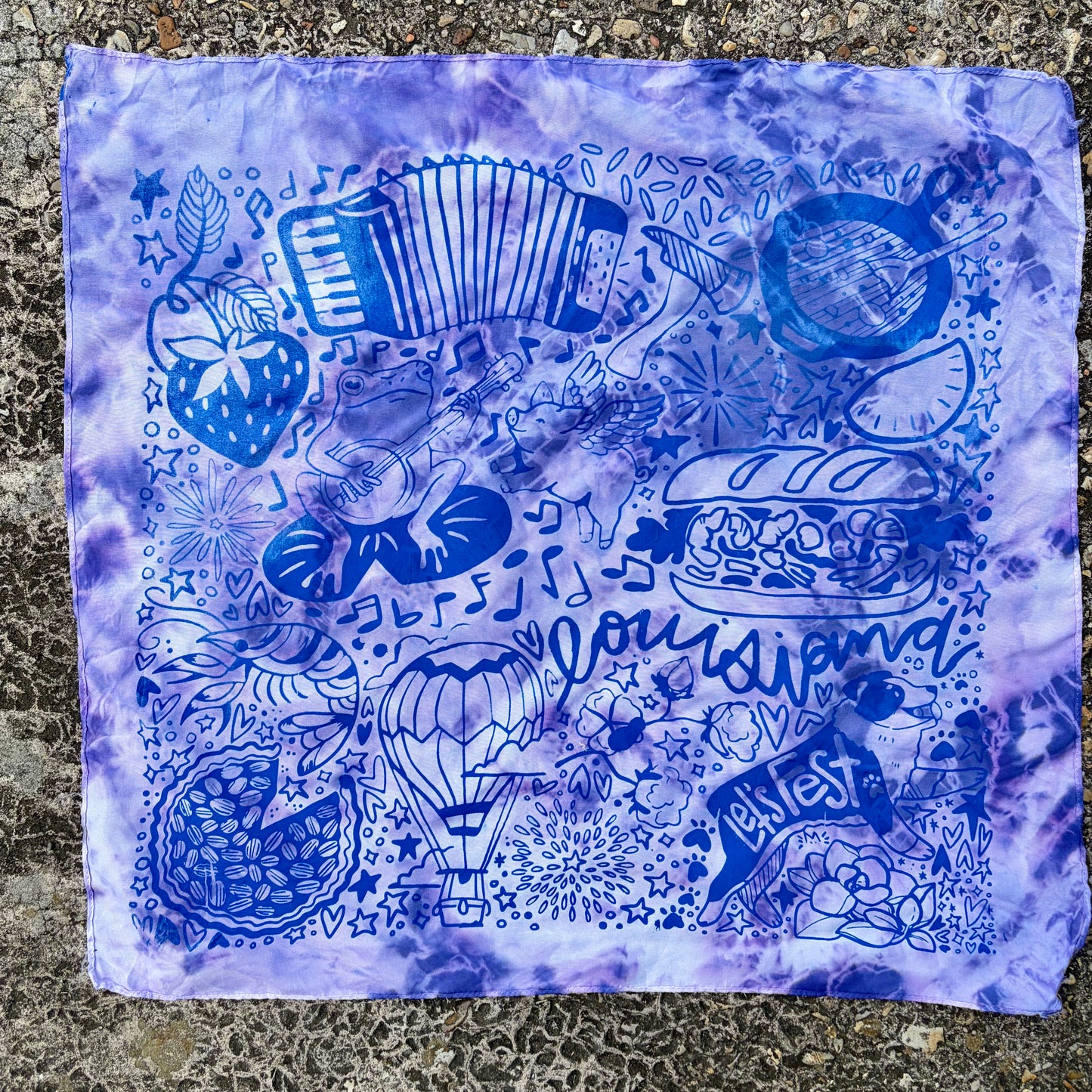One of a Kind Purple & Blue Bandana #1