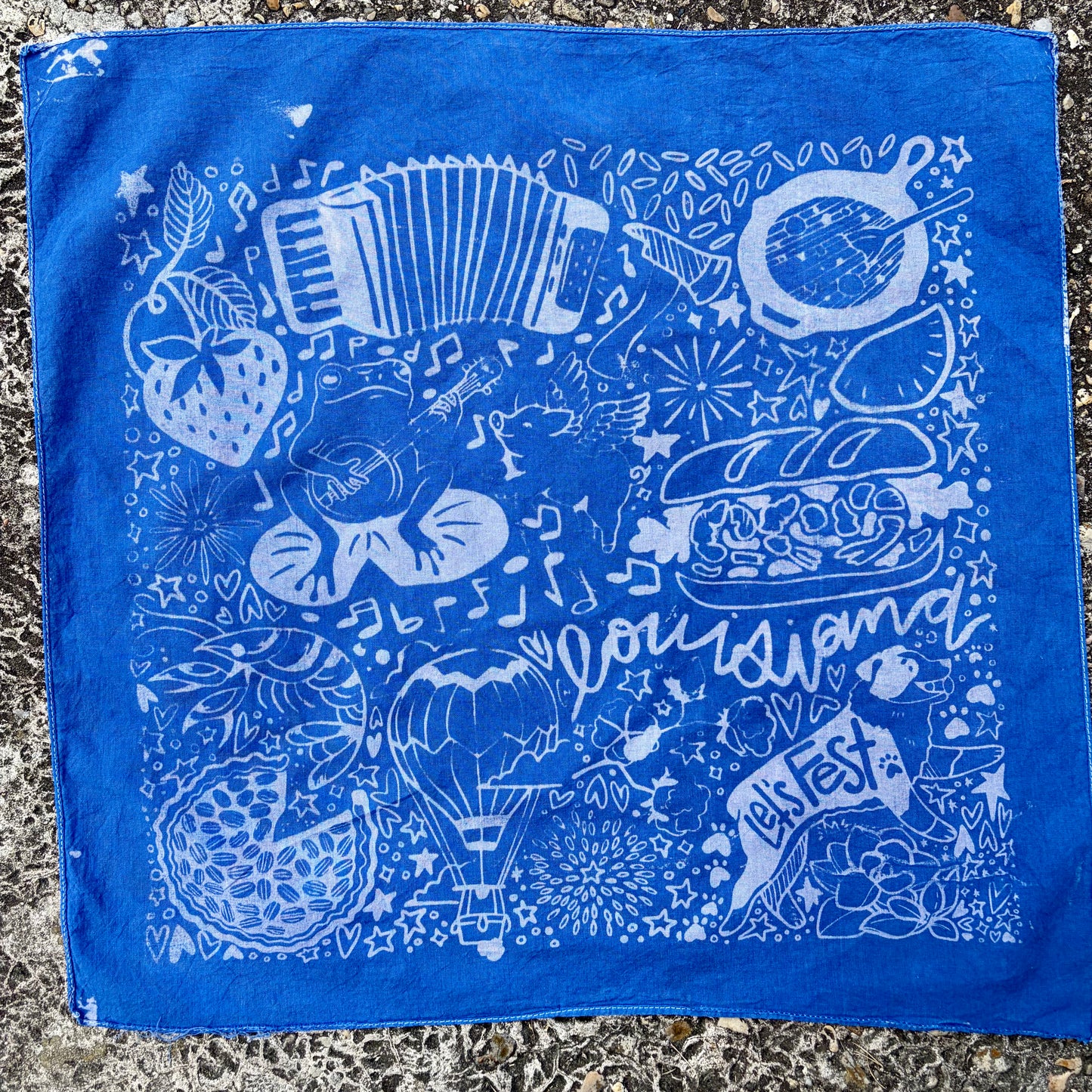 One of a Kind Blue Bleached Bandana #1