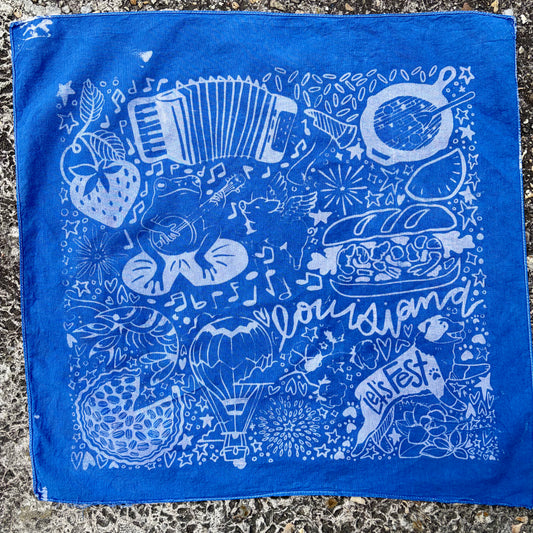 One of a Kind Blue Bleached Bandana #1