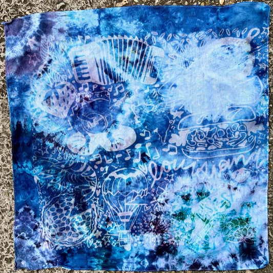 One of a Purple & Blue Tie Dye Bandana #3
