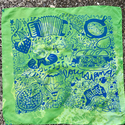 One of a Kind Green & Blue Tie Dye Bandana #1