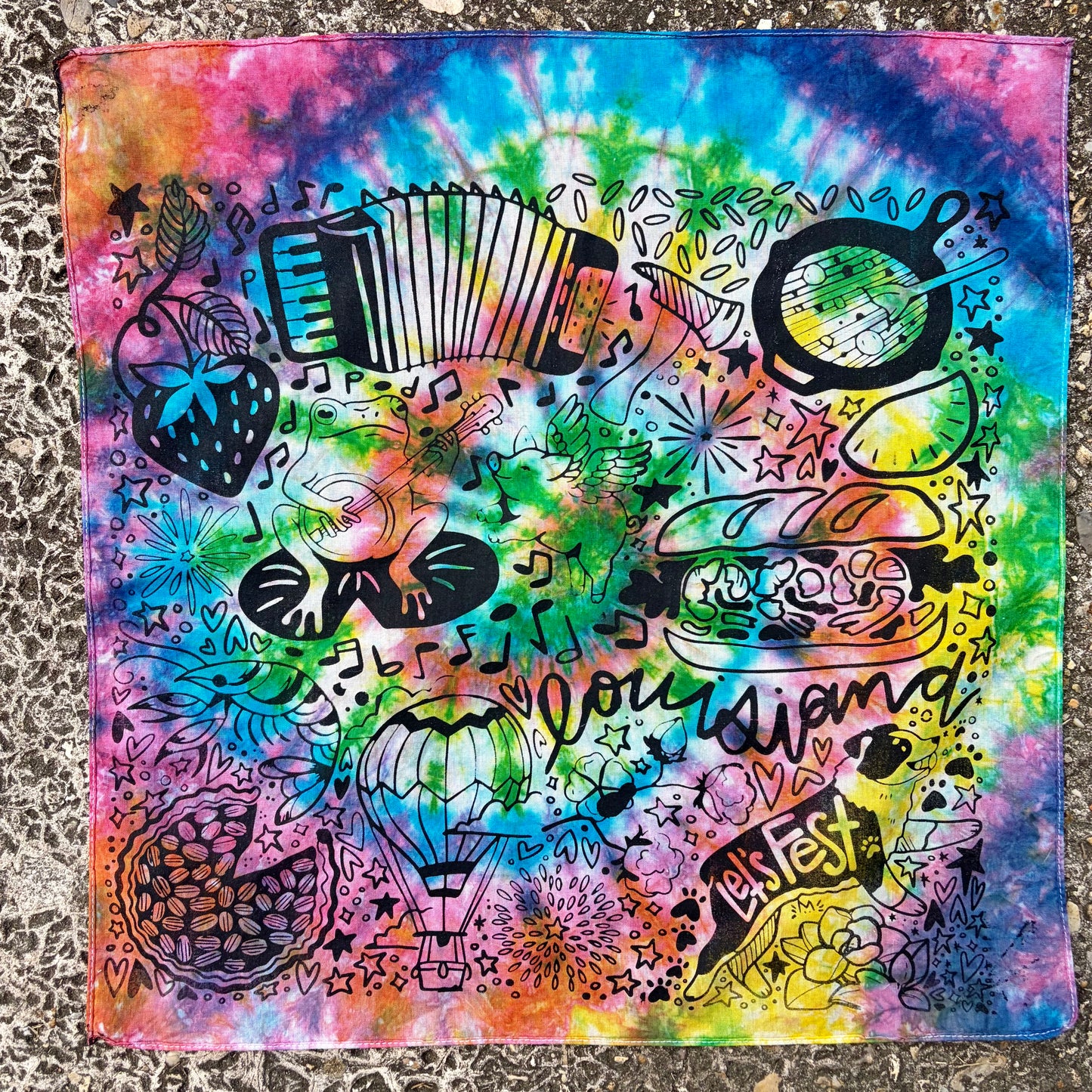 One of a Kind Rainbow Tie Dye Bandana #1