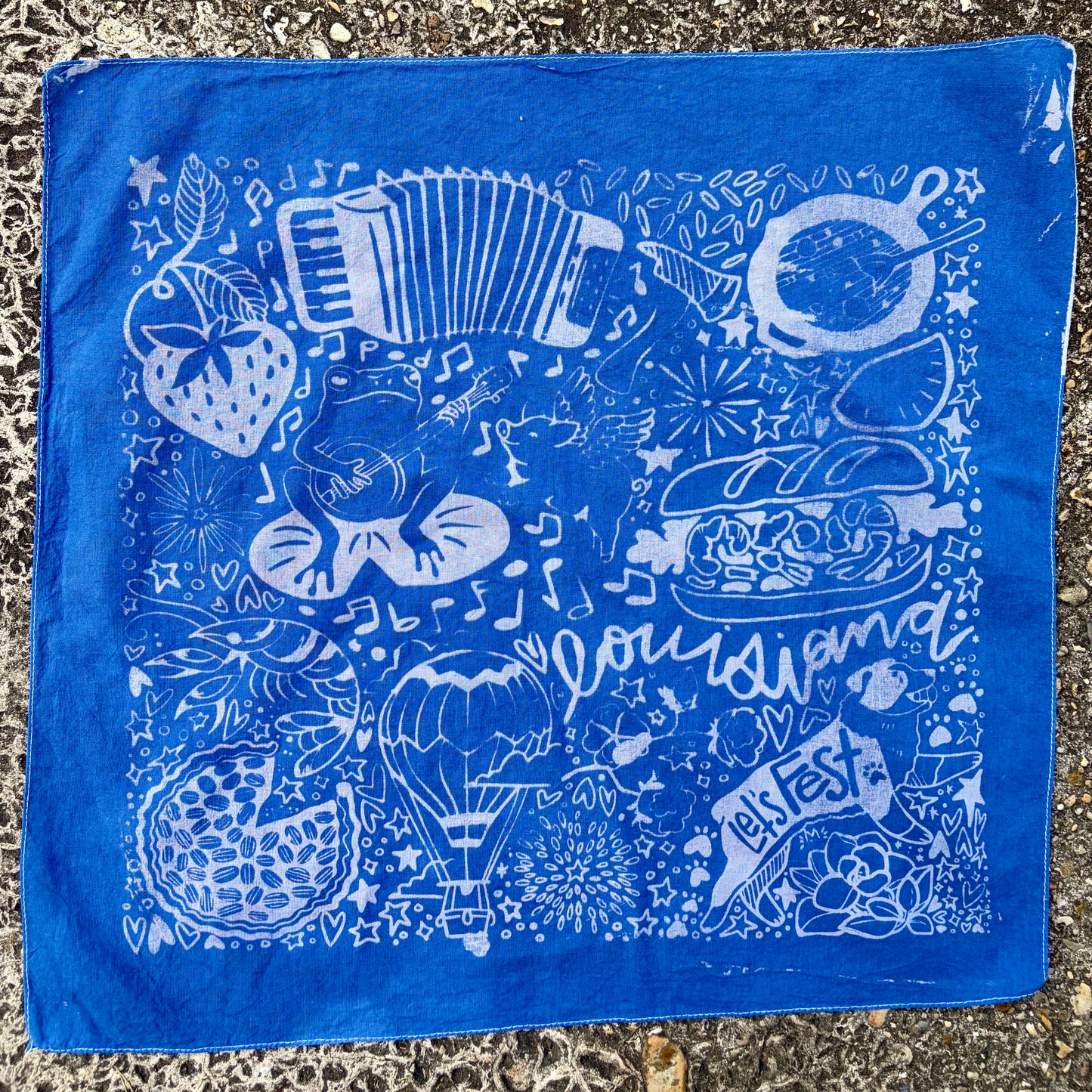 One of a Kind Blue & Bleached Bandana