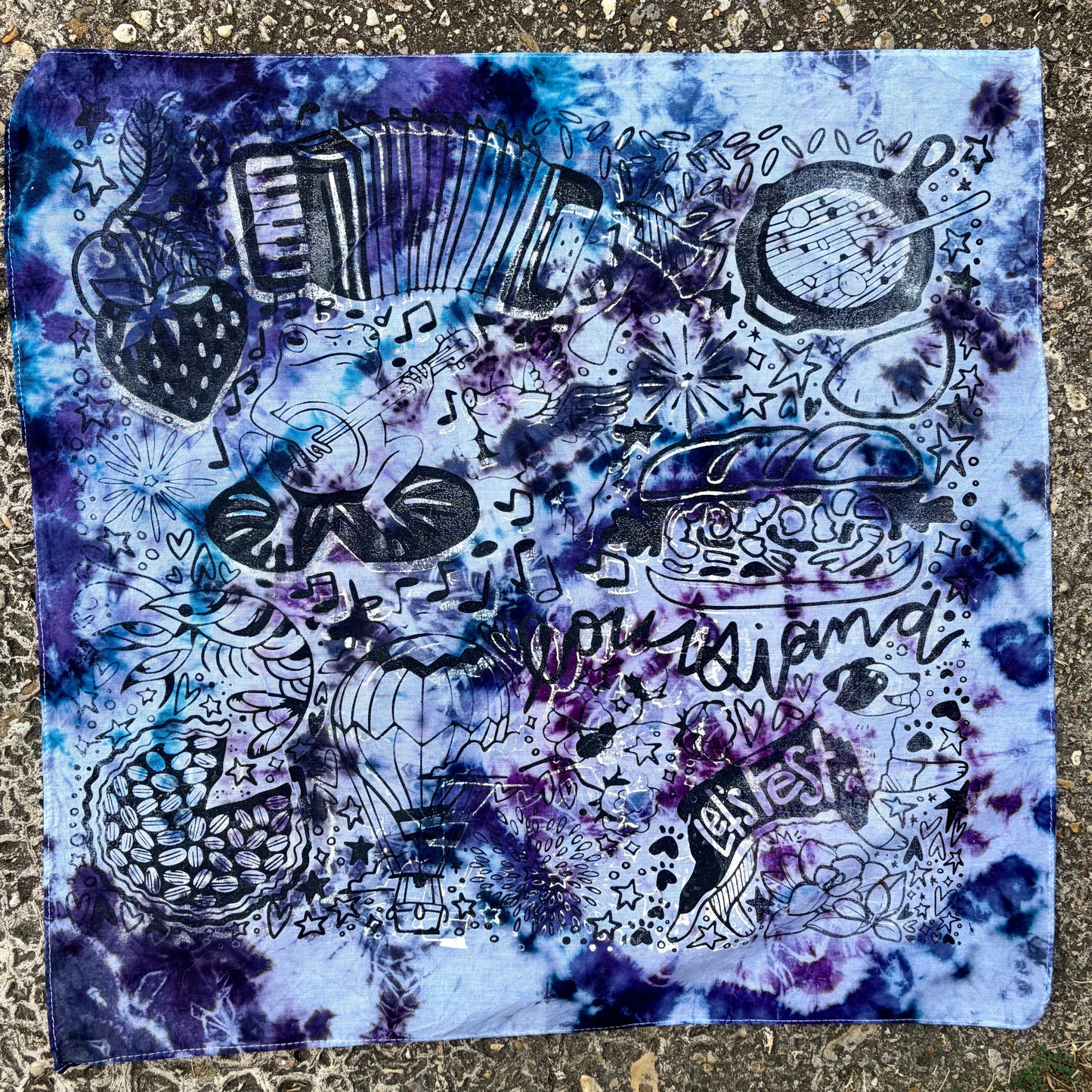 One of a Kind Blue & Purple Tie Dye "Seeing Double" Bandana
