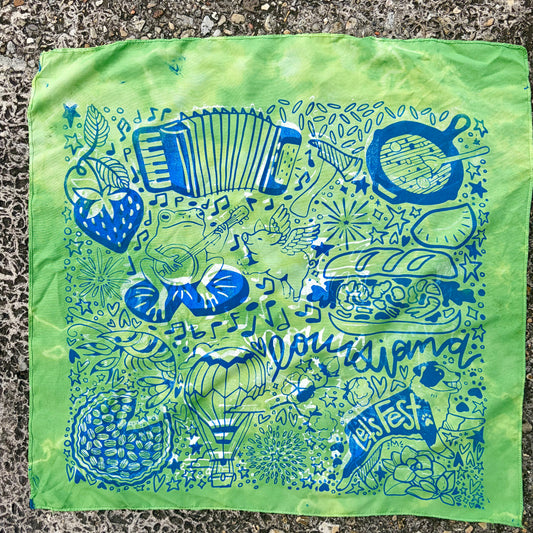 One of a Kind Green Tie Dye "Seeing Double" Bandana #2