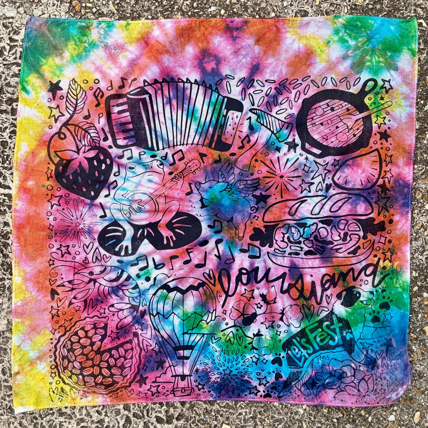 One of a Kind Rainbow Tie Dye Bandana #3