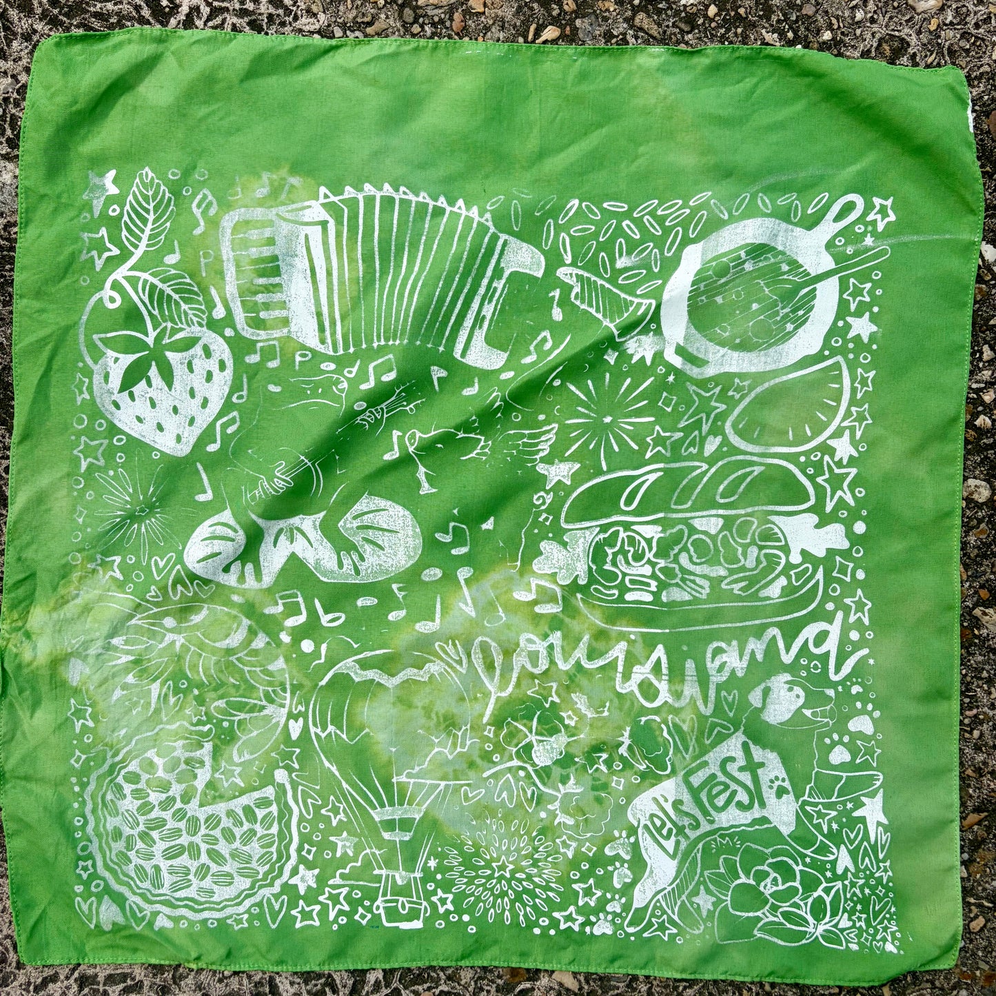 One of a Kind Green Tie Dye Bandana