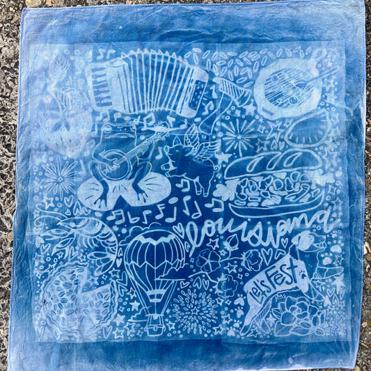 One of a Kind Cyanotyped Bandana #2