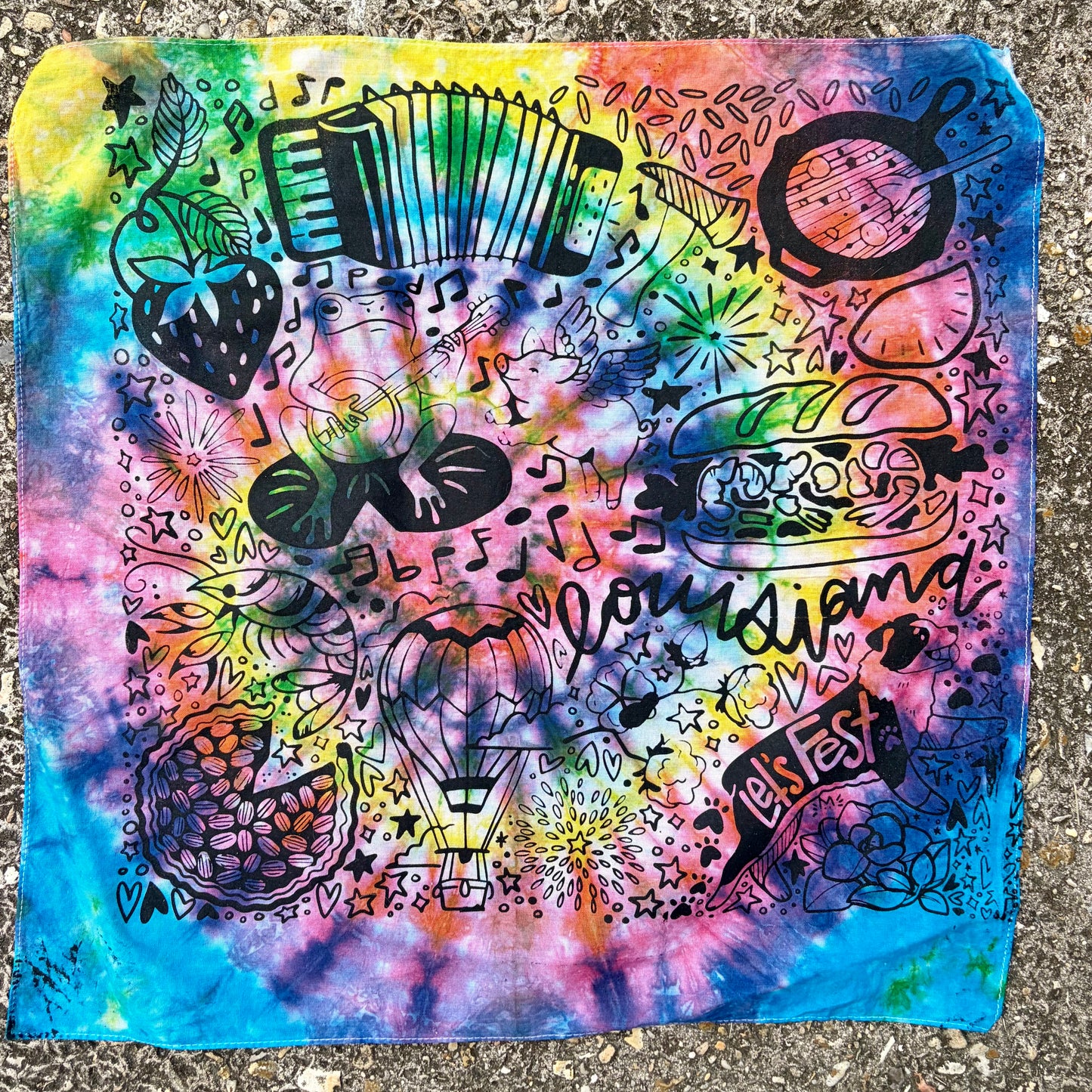 One of a Kind Rainbow Tie Dye Bandana #4