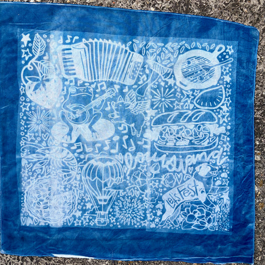 One of a Kind Cyanotyped Bandana #3