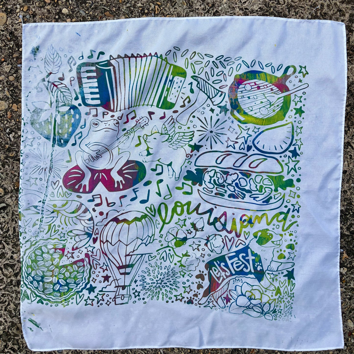 One of a Kind Rainbow Printed Bandana #4