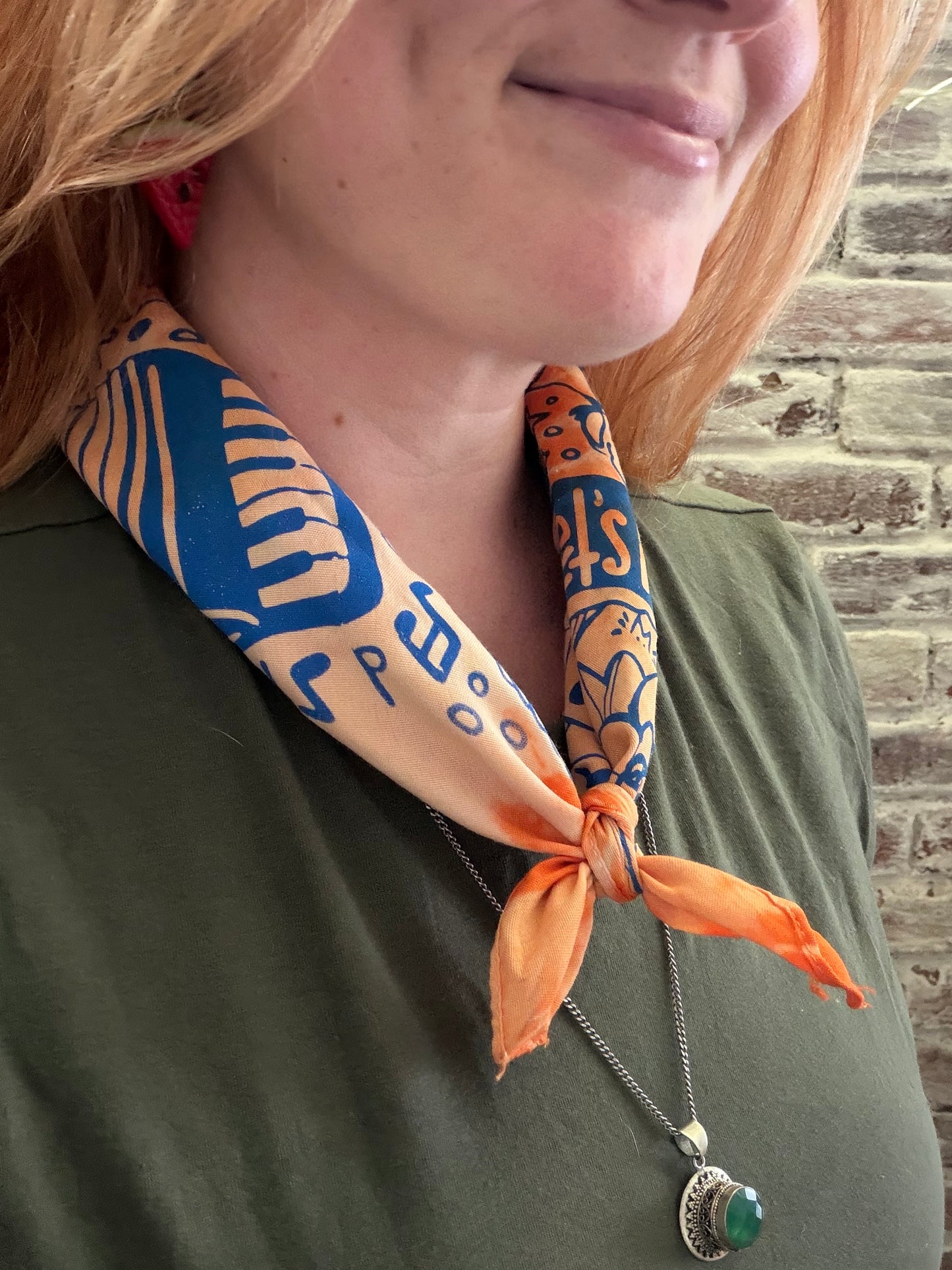 One of a Kind Blue Bleached Bandana #1