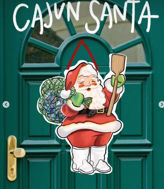 Cajun Crab Santa Christmas Door Hanger