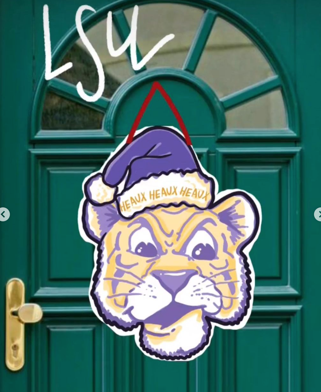 LSU Tiger Vintage Christmas Door Hanger