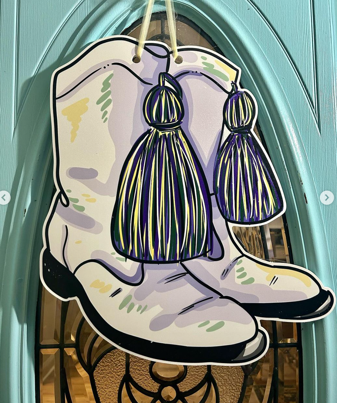 Mardi Gras Marching Band Boots Doorhanger