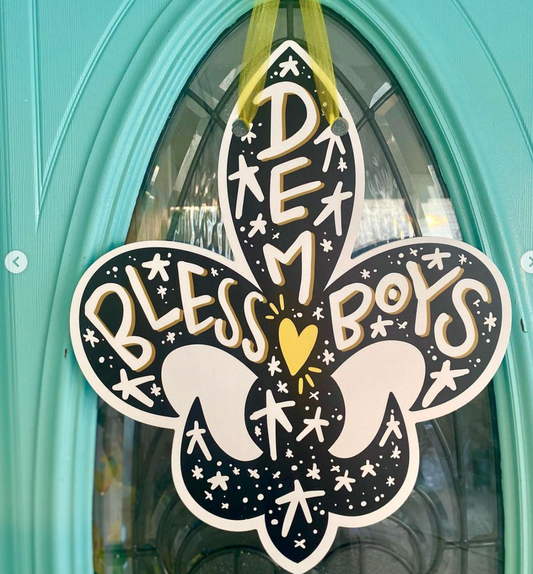 Bless Dem Boys Saints Fleur De Lis Door Hanger