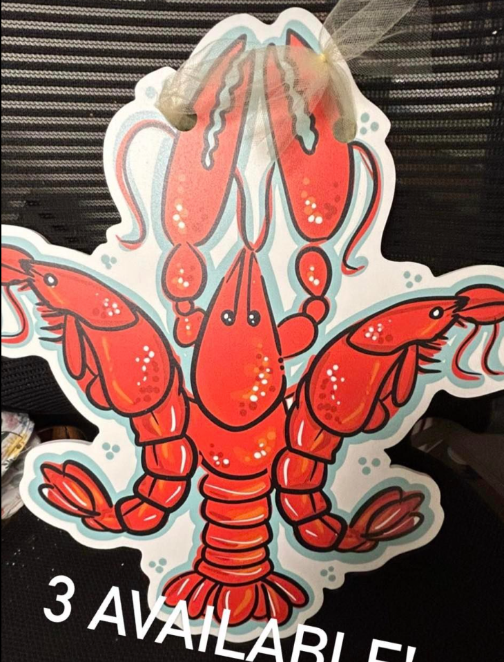 Crawfish Fleur De Lis Spring Louisiana Door Hanger