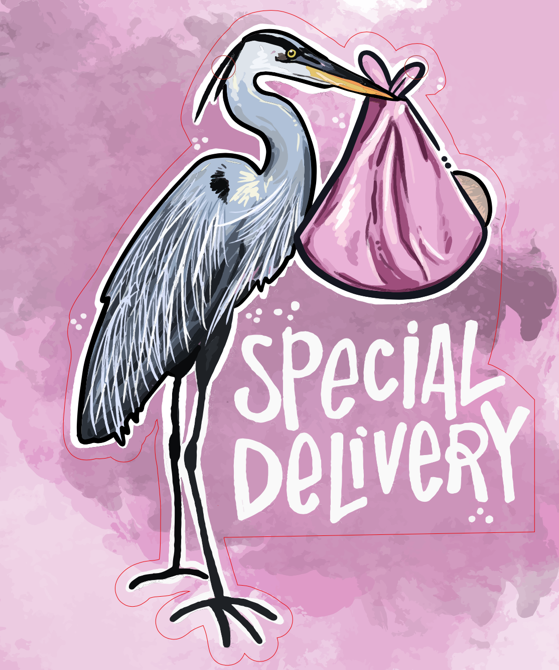 Special Delivery Baby Expecting Stork Heron Door Hanger