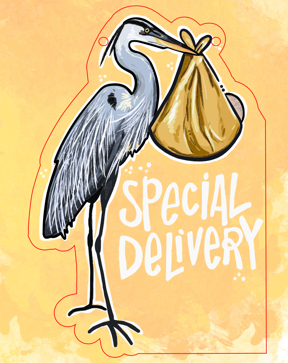 Special Delivery Baby Expecting Stork Heron Door Hanger