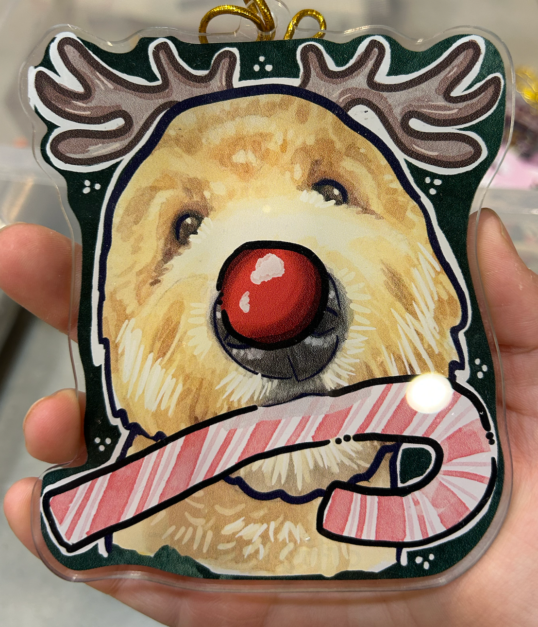 Rudolph Doodle Dog Acrylic Ornament