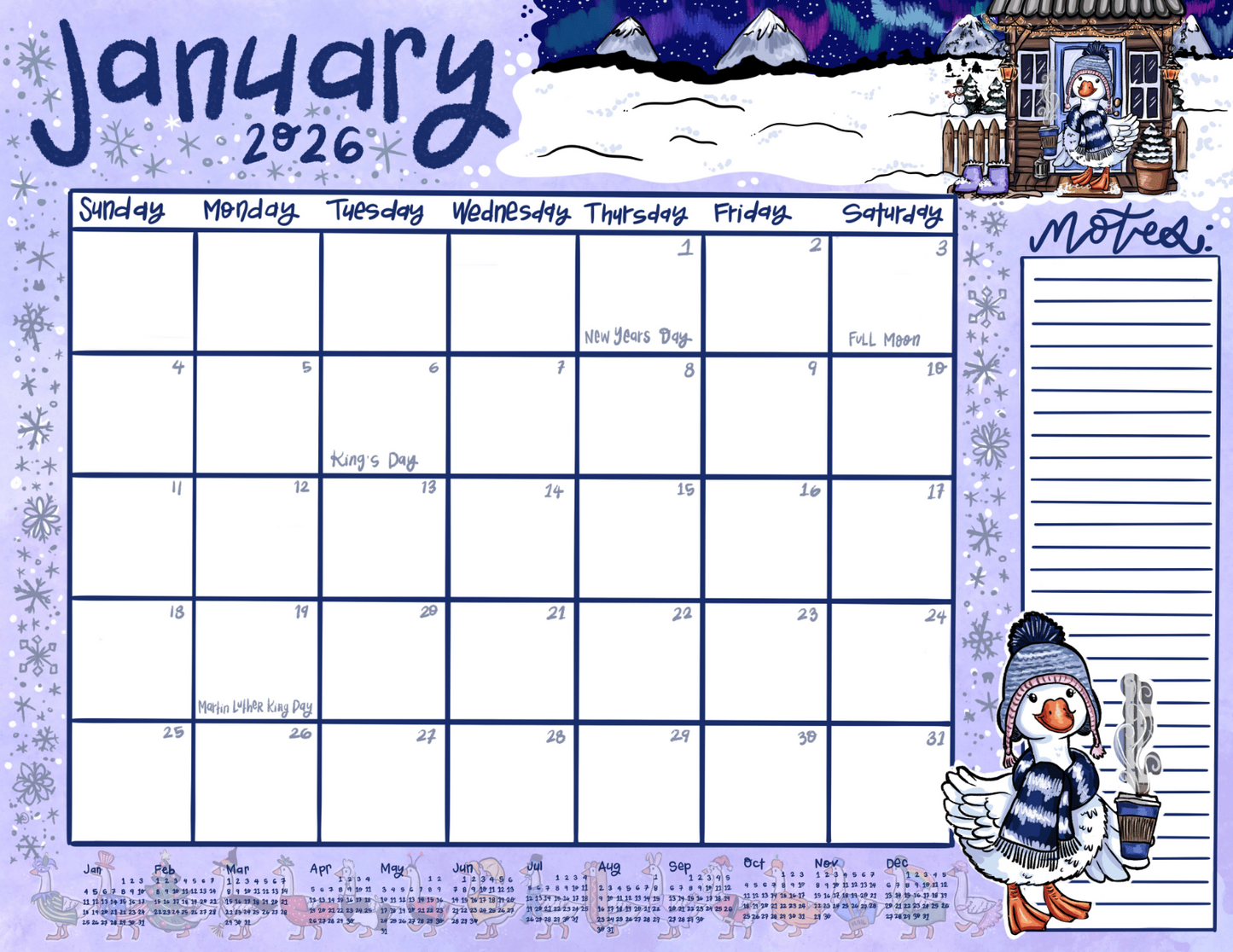 Goose on the Loose: Porch Goose Calendar (Ships Nov 1)