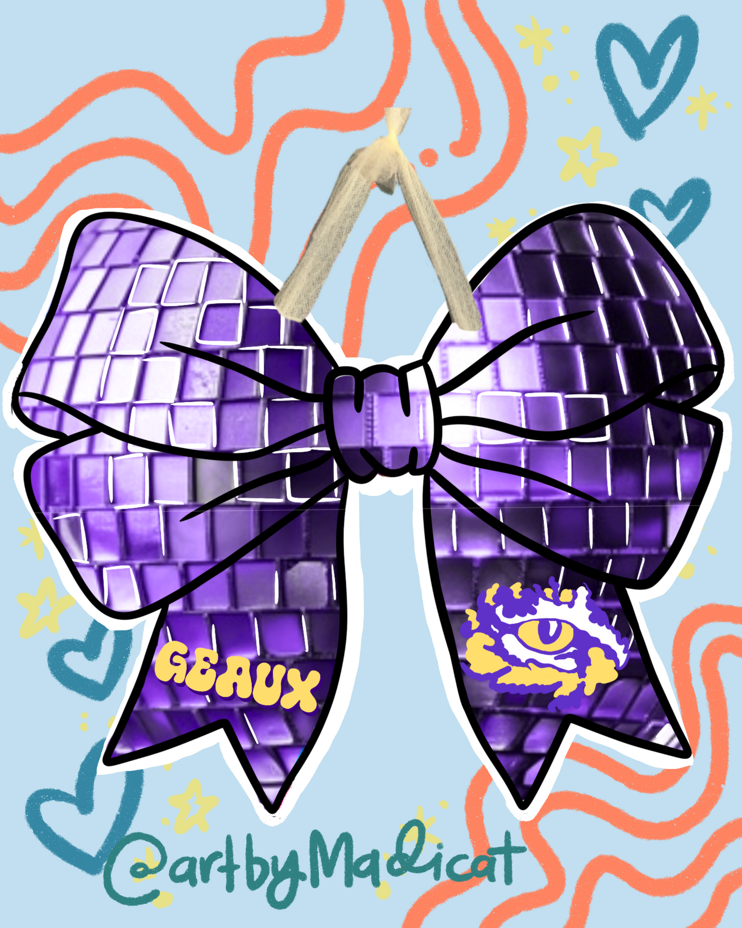 LSU Bow Coquette Door Hanger