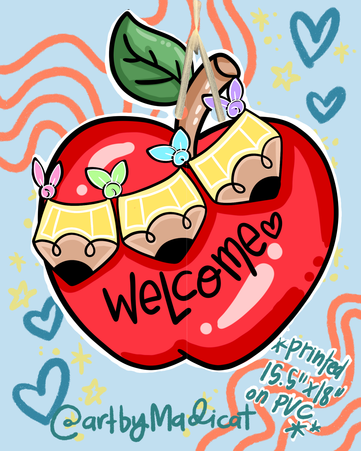 Apple Pencil Banner Teacher Welcome Door Hanger